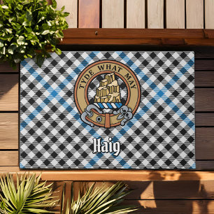 Felpudo Crest de Clan Haig sobre Tartán de Cuadros