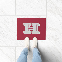 Felpudo Crimson and White Varsity Letter Style Monogram