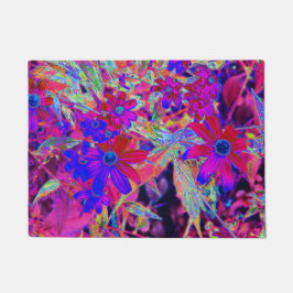 Felpudo Crimson psicodélico retro y flores silvestres mage