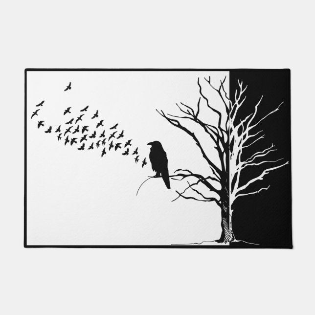 Felpudo Crow o Ravens de aves negras (Anverso)