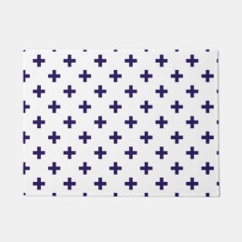 Felpudo Cruces de polka azul marino sobre blanco