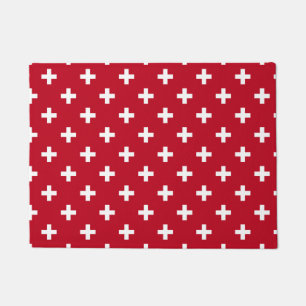 Felpudo Cruces de polka blanca sobre rojo