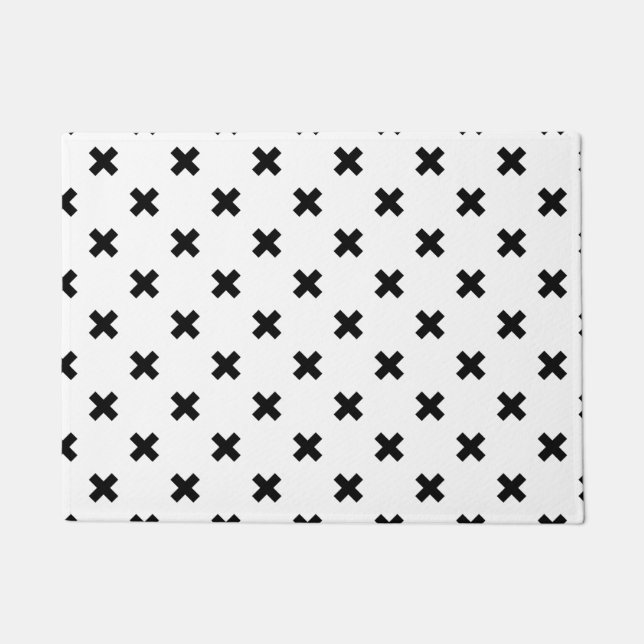 Felpudo Cruces de polka negra sobre blanco (Anverso)