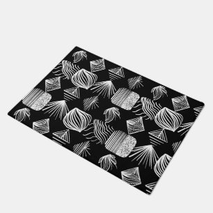 Felpudo Crudo trapo tribal caribeño - Negro y blanco,