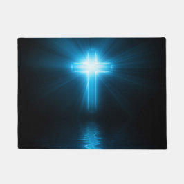 Felpudo Cruz cristiana en luz azul