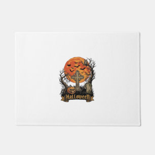 Felpudo Cruz de Halloween Lápida Calavera Calabaza Gato Ne
