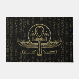 Felpudo Cruz egipcia - Ankh - oro y negro