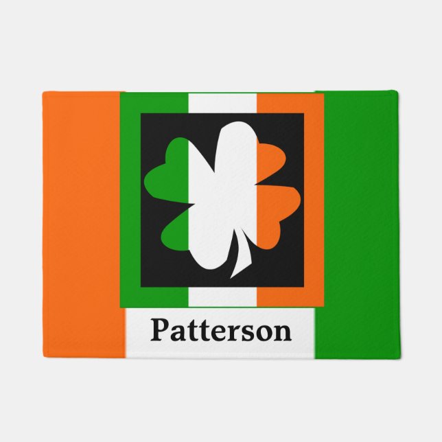 Felpudo Cuadrado irlandés del trébol de la bandera (Anverso)