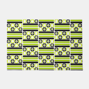 Felpudo Cuadrados de arte atómico retro Chartreuse