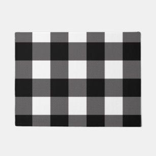 Felpudo Cuadrados de cuadros negros y blancos de Plaid de 