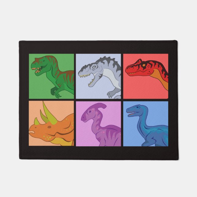 Felpudo Cuadrados de dinosaurios (Anverso)