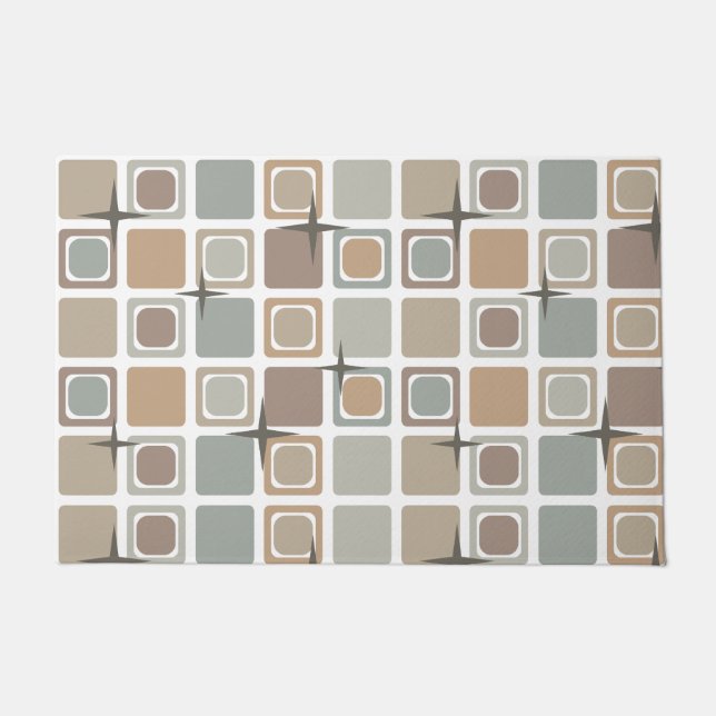 Felpudo Cuadrados modernos de tonos de la tierra de mediad (Anverso)