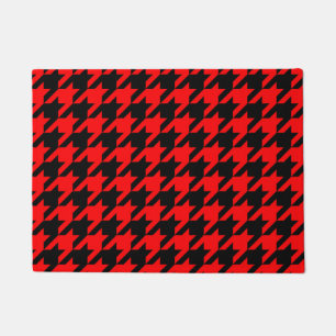 Felpudo Cuadro Escocés de Houndstooth Rojo y Negro