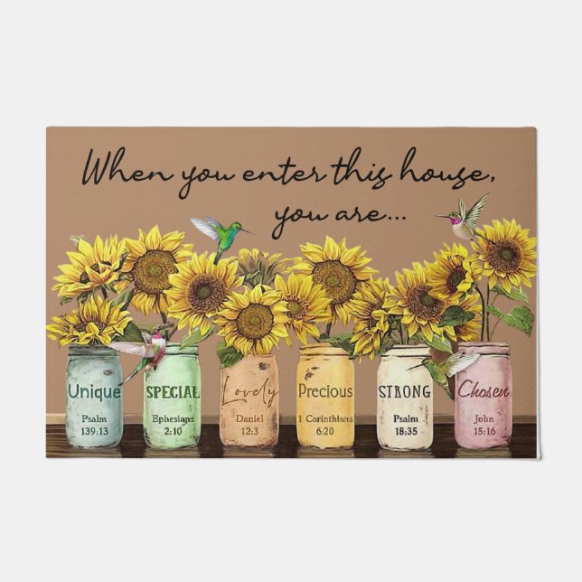 Felpudo Cuando entras a esta casa, eres Sunflower (Anverso)