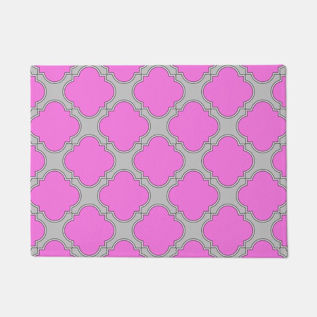 Felpudo Cuatrefoil rosa y gris (Anverso)