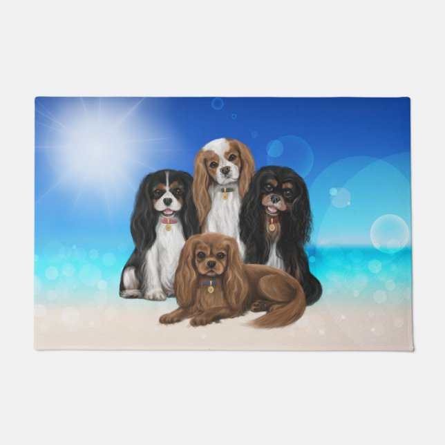 Felpudo Cuatro Caballeros Rey Charles Spaniels  (Anverso)