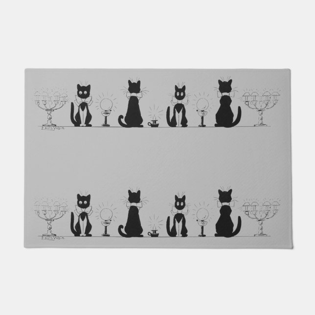 Felpudo Cuatro gatos negros, Louis Wain (Anverso)