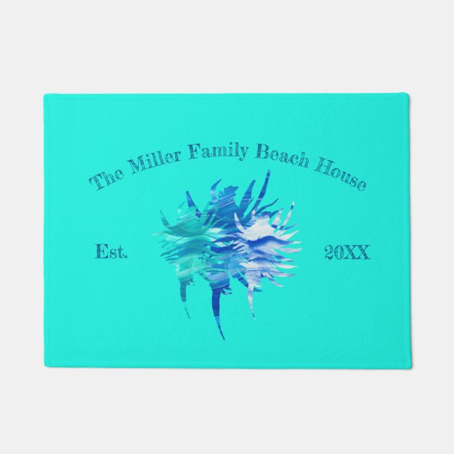 Felpudo Cubierta acuática-verde azulada azul de concha (Anverso)