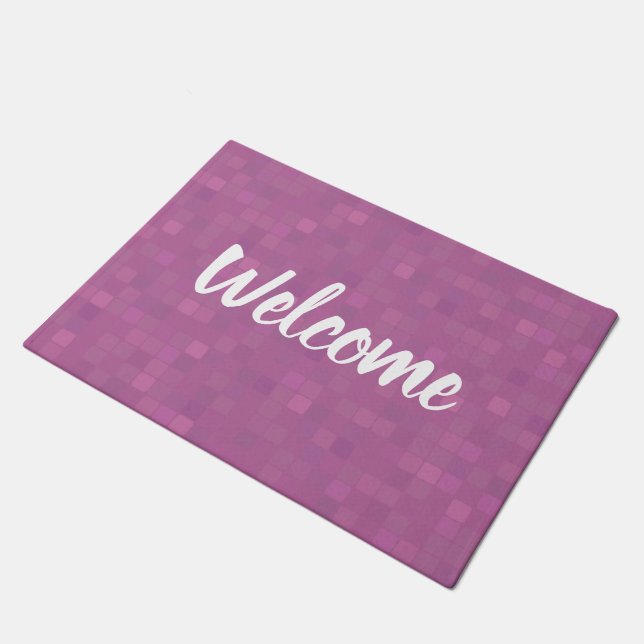 Felpudo Cubierta de la puerta de mosaico de píxeles rosado (Angular)
