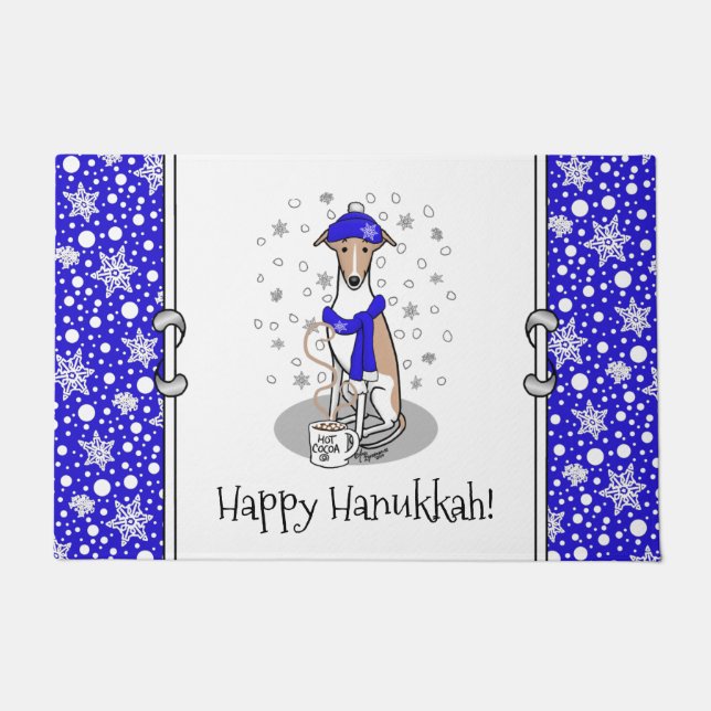 Felpudo Cubierta de nieve con azote azul de invierno - Ama (Anverso)