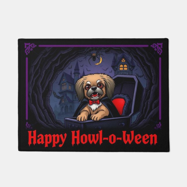 Felpudo Cuenta Pekín feliz Howl-o-ween (Anverso)