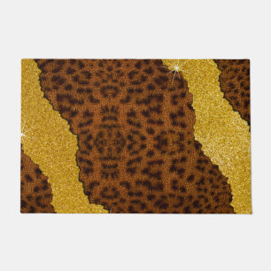 Felpudo Cuero Bonito de Jaguar con Estampado de Animal y B