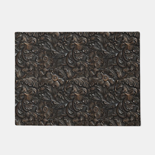 Felpudo Cuero de herramientas marrón oscuro vintage (Anverso)