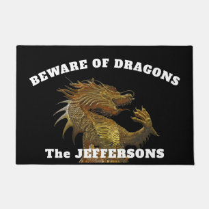 Felpudo "Cuidado con los dragones" con el dragón