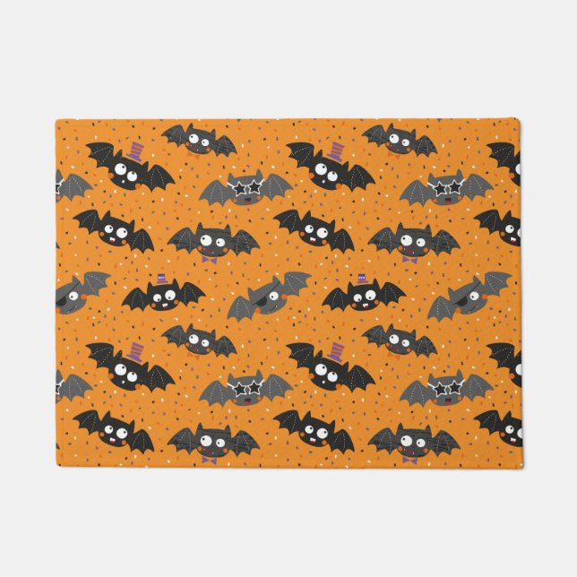 Felpudo Cuidados murciélagos de Halloween con confetti y G (Anverso)