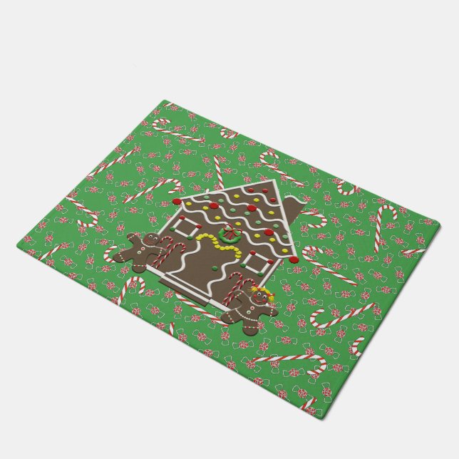 Felpudo Cuidados Navidades Gingerbread House Door Mat (Angular)