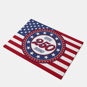 Felpudo Cumpleaños 250 de América con bandera de EE. UU.