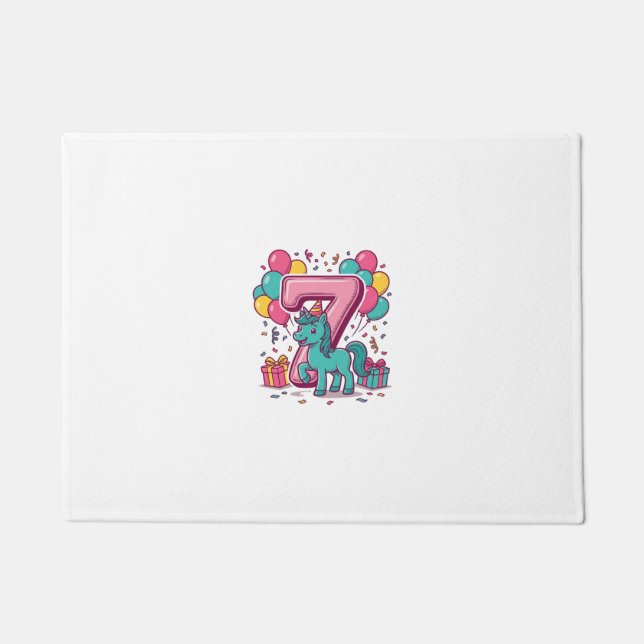 Felpudo Cumpleaños 7 del caballo Diseño de vector de pony  (Anverso)