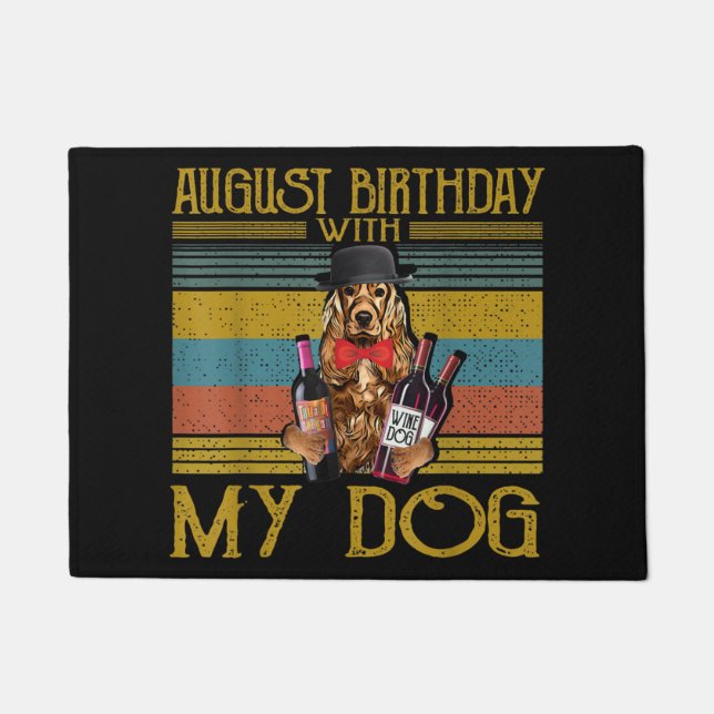 Felpudo Cumpleaños De Agosto Con Mi Perro Irlandés Setter  (Anverso)