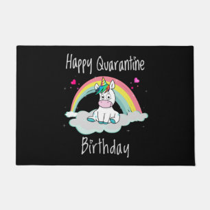 Felpudo Cumpleaños de Cuarentena Unicornio arcoíris