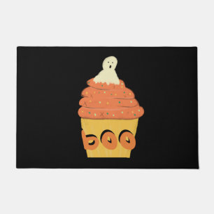Felpudo Cupcake de calabaza de Halloween con decoración de