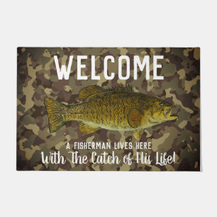 Felpudo Curiosa Funny Smallmouth Bass Bienvenida Pescando 