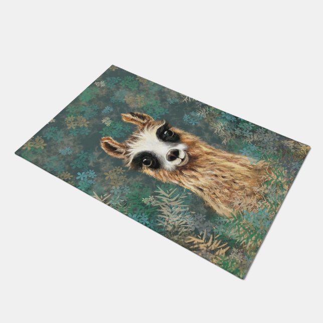 Felpudo Curioso bebé llama a Doormat (Angular)