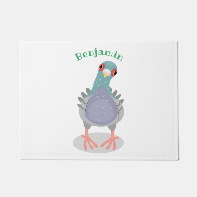 Felpudo Curioso ilustracion personalizado de palomas (Anverso)