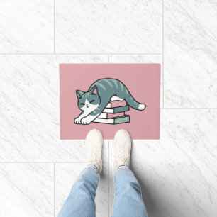 Felpudo Curva con un libro y un gato - cómodos lectores de