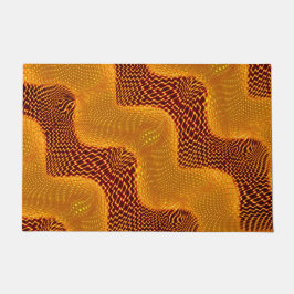 Felpudo Curva laranja e pontos dourados sobre fundo marrom