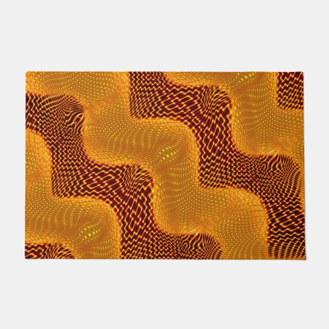 Felpudo Curva laranja e pontos dourados sobre fundo marrom (Anverso)