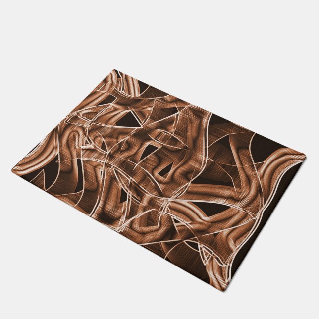 Felpudo Curvas de cinta, corte marrón con relieve y solapa (Angular)