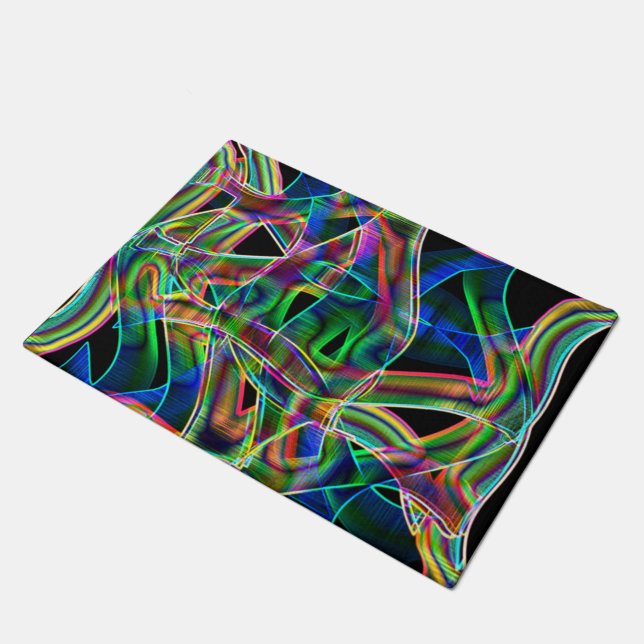 Felpudo Curvas de cinta superpuestas, relieve neón colorid (Angular)