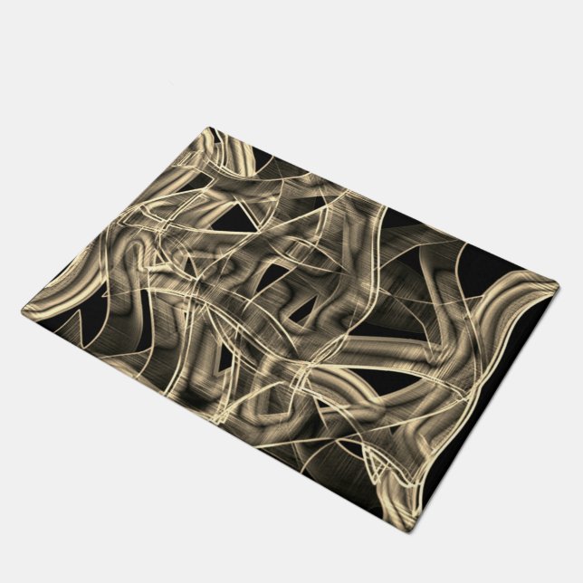 Felpudo Curvas en forma de cinta beige, líneas de relieve  (Angular)