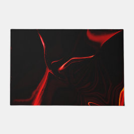 Felpudo Curvas rojas o ondulación en fondo rojo más oscuro