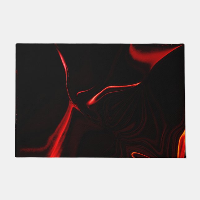 Felpudo Curvas rojas o ondulación en fondo rojo más oscuro (Anverso)