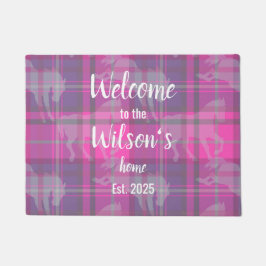 Felpudo Custom Equestrian Tartan Family Welcome Coir Mat