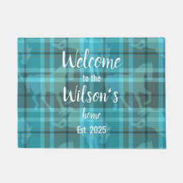 Felpudo Custom Equestrian Tartan Family Welcome Coir Mat