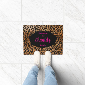 Felpudo Custom Glamoratti Leopard Print Welcome rug