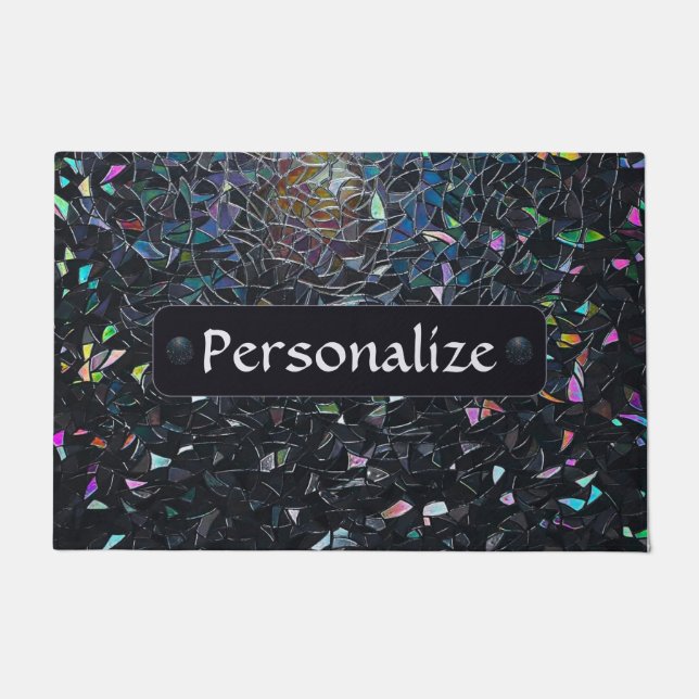 Felpudo Custom Iridescent Abstract Stained Glass Pattern (Anverso)